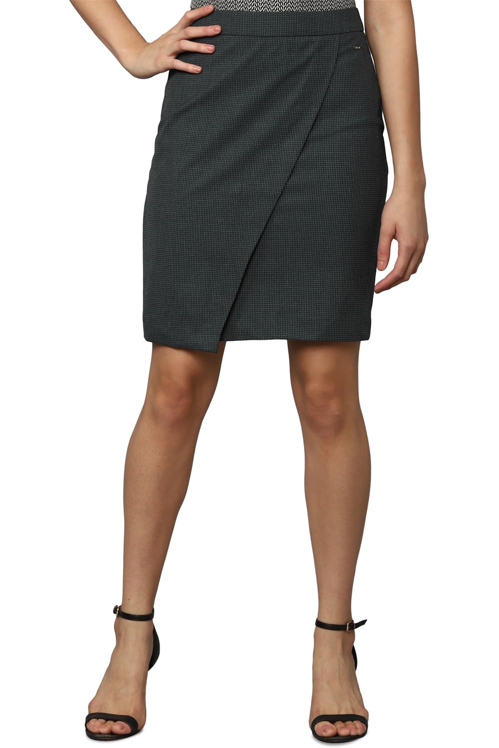 Allen Solly Polyester Blend Western Skirt Grey