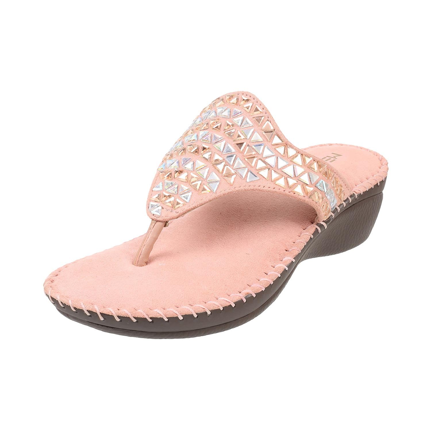 Metro Women's Pink Embellished Faux Leather Comfy Fashion Sandals - SaumyasStore