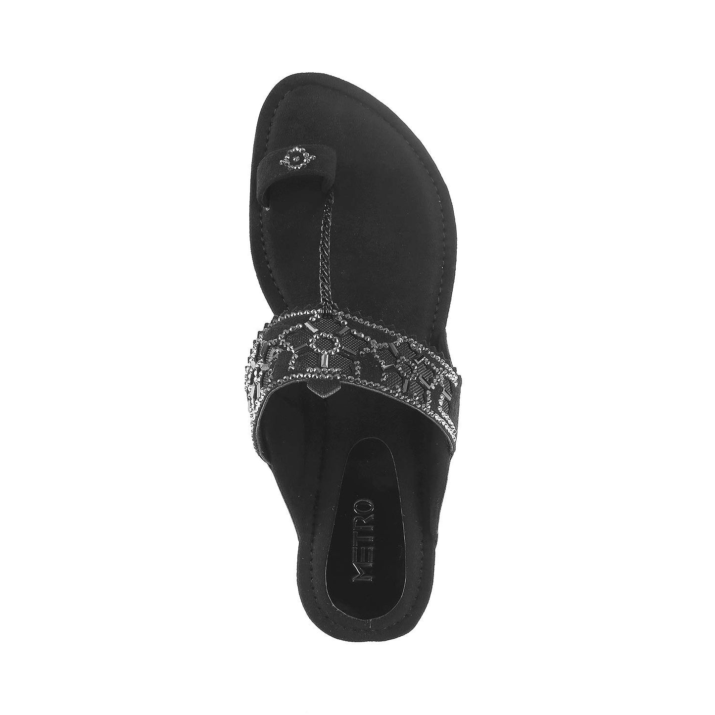 Metro Womens Synthetic Black Kolhapuris (Size (4 UK (37 EU))