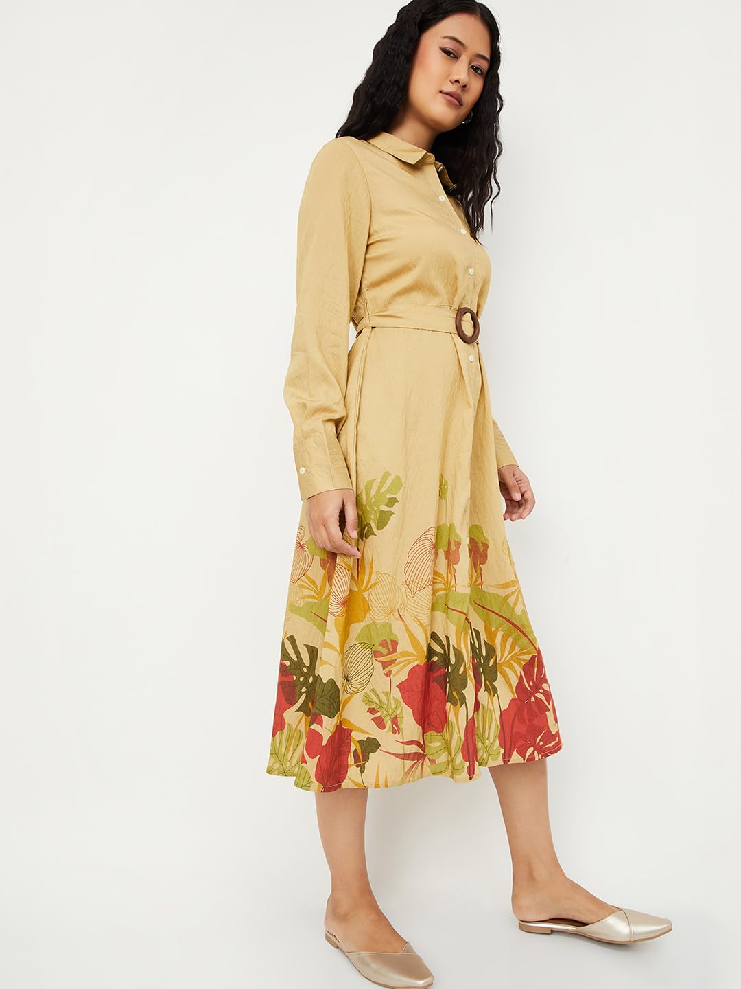 Max Women's Polyester A-Line Below The Knee Dress