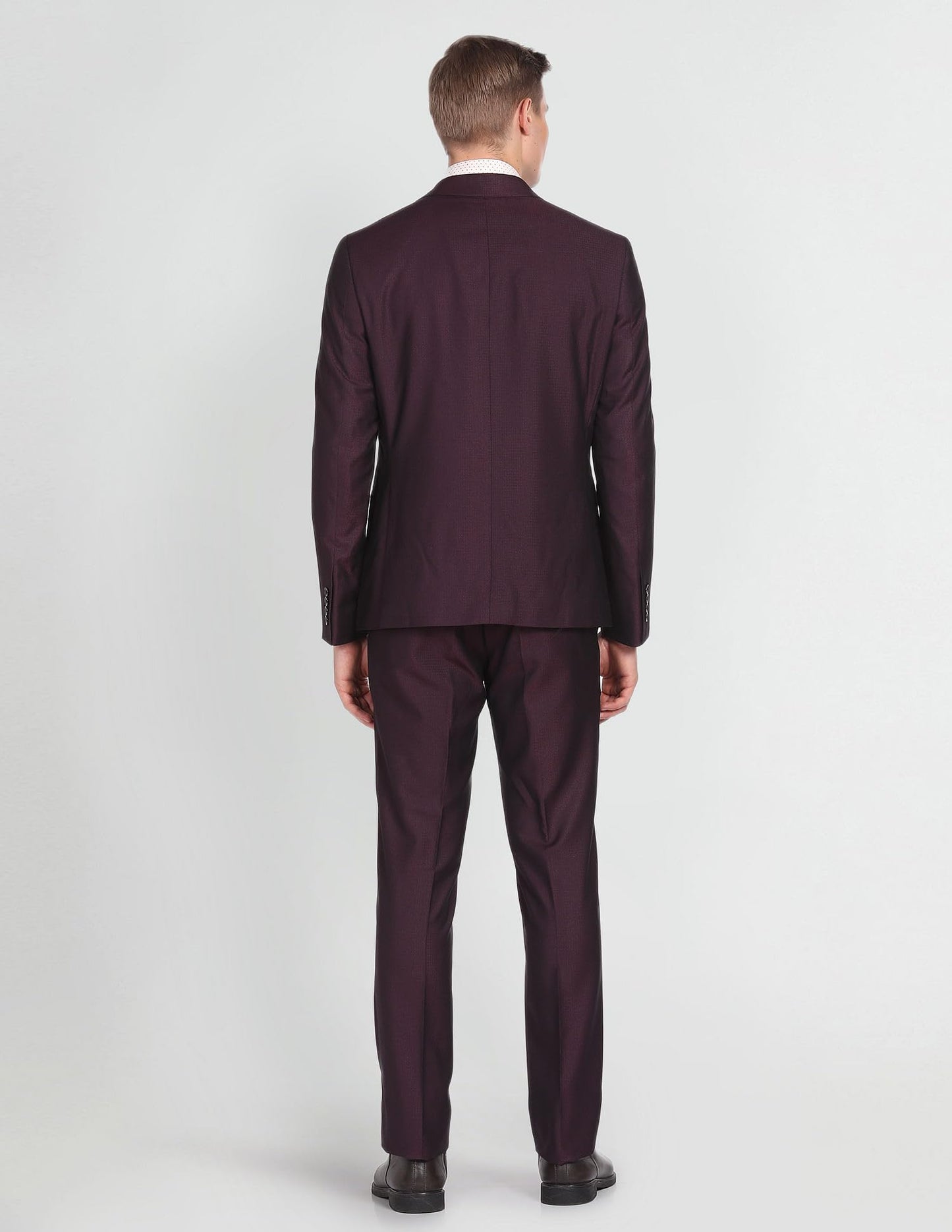 Arrow Men's Polyester Double Breasted Business Suit Pants Set (ARAGSU5600_Maroon