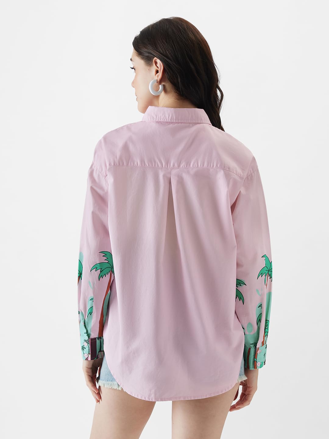 The Souled Store Women's Oversized Fit Button Down Shirt (249305_Pink