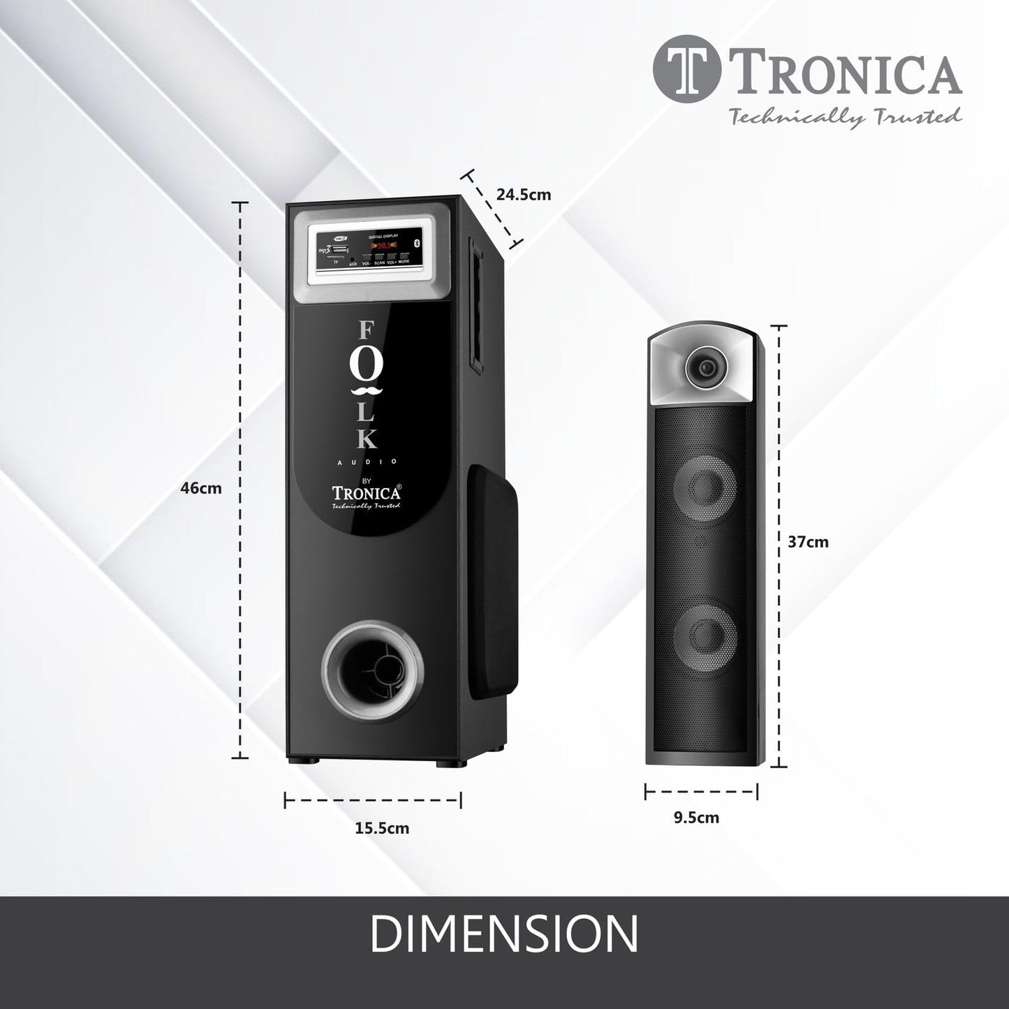 TRONICA Folk Audio Coupled SubWoofer 85W DigniFi Bluetooth Home Theater System 2.1 with FM/AUX/Pen Drive/Smart TV Support & Remote