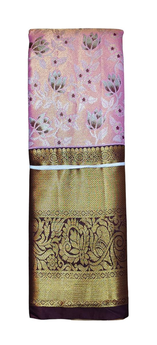 VFCollections Women's Kanchipuram Silk Pure Pattu Sarees With Blouse (VFC124-3)