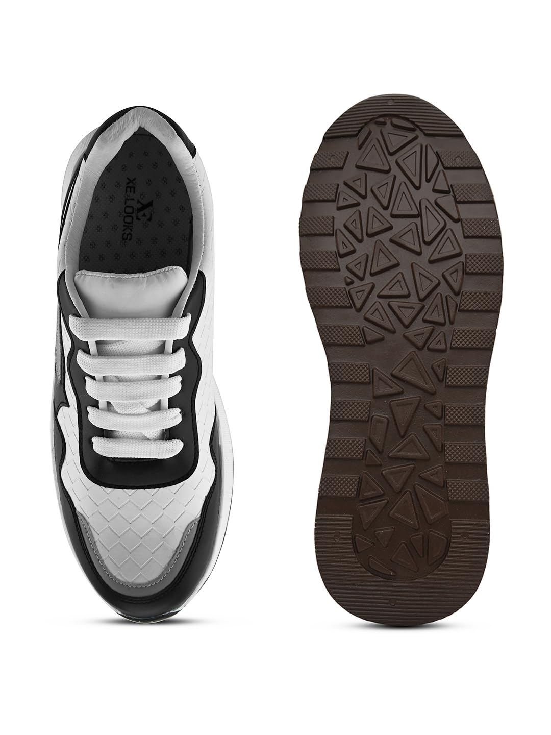 XE Looks Women's Black Sneakers | Trendy Textured Design with Lace-Up Closure | Lightweight & Stylish Sneaker Shoes For Girls & Women