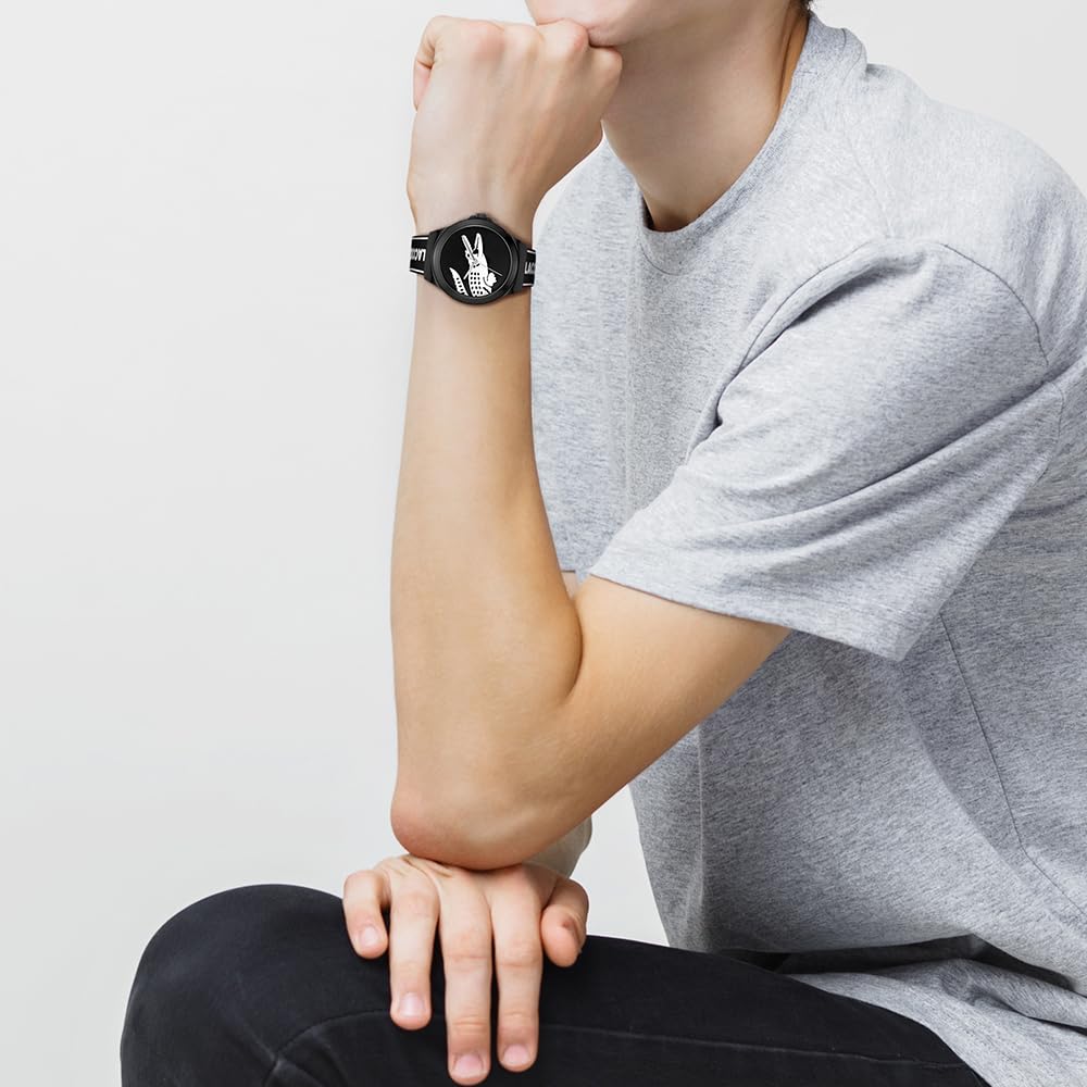 Lacoste Neocroc Qtz Basic Black Round Dial Men's Watch|White & Black Silicone Material|Multi Color Band - 2011185