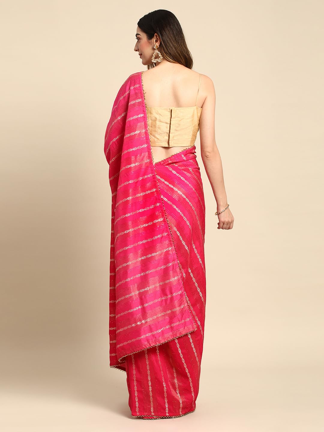 MOHEY Rani Art Silk Zari Weaved Saree for Women