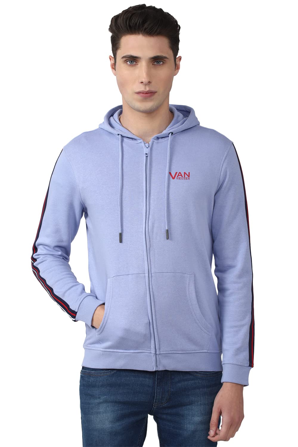 Van Heusen Cotton Blend Men's Regular Hooded Neck Sweatshirt Light Purple