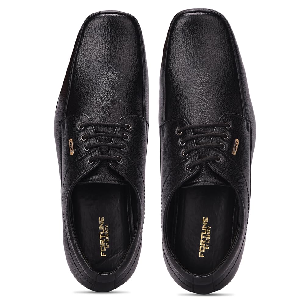 Liberty Fortune UVL-33 Lacing Derby Shoes For Men With PVC Sole | Comfortable & Lightweight | Cushioned Footbed | Durable, Stylish & Trendy Design | Padded Foam Insole | Formal Footwear (Black - 43EU)