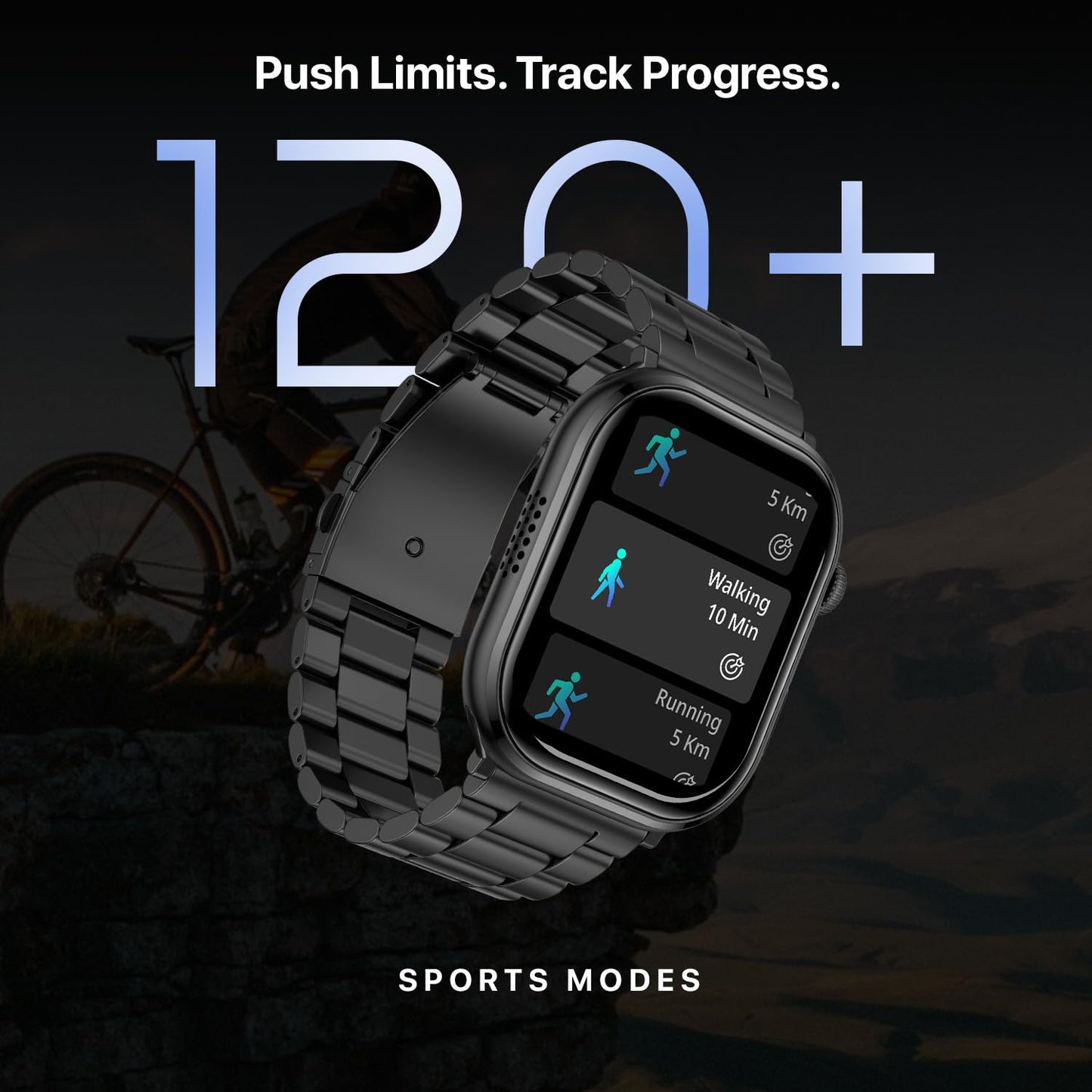 Fire-Boltt Brillia Pro Smart Watch with 51.3mm (2.02 inch) AMOLED Display, Bluetooth Calling, SpO2, Heart Rate Monitoring, 120+ Sports Modes, IP67 Waterproof, Long Battery Life (Black Chain)