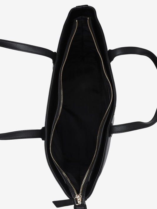 Tommy Hilfiger Solid Black Pu Tote Bag