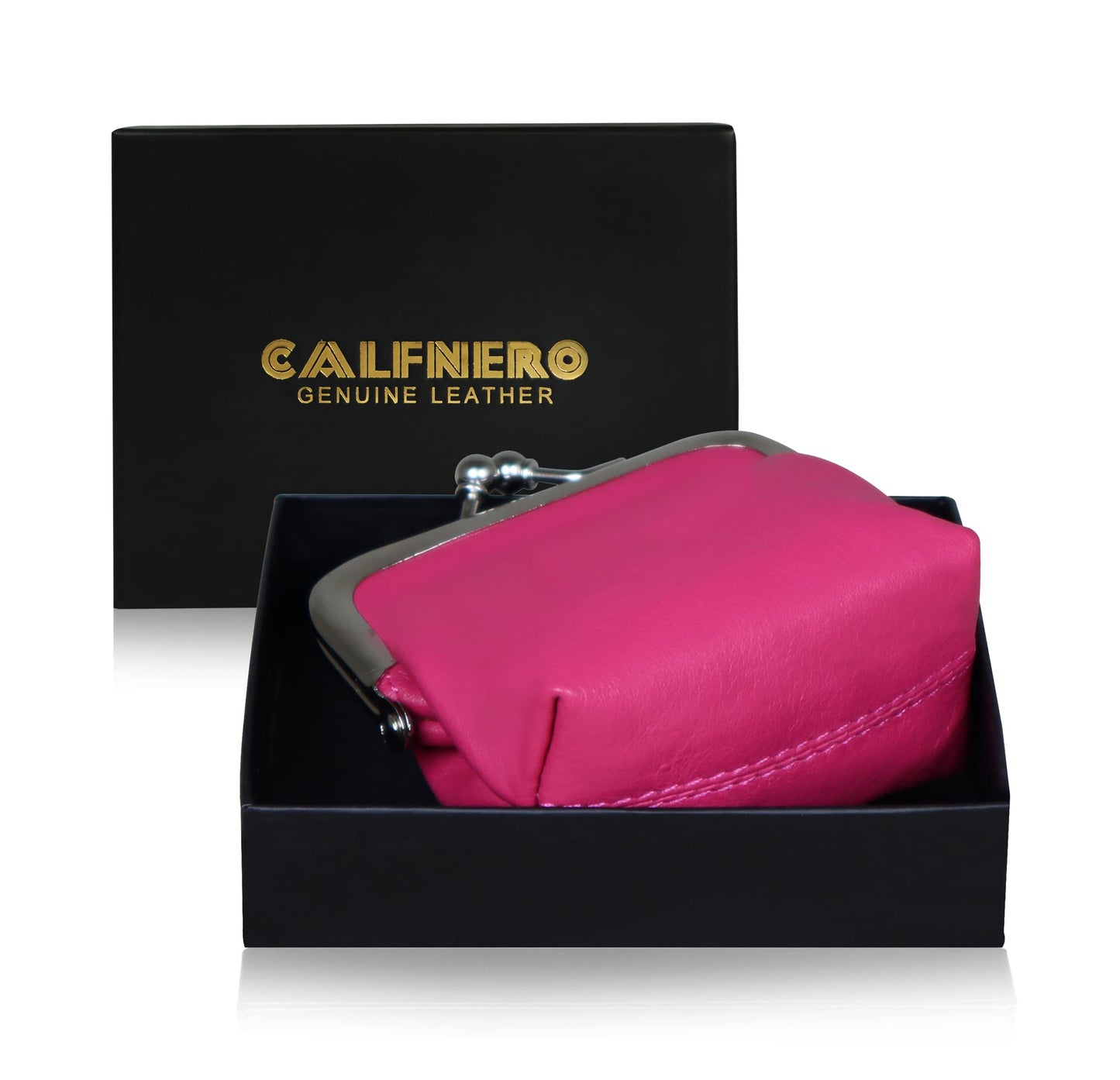 Calfnero Genuine Leather Women's Coin Wallet (Dk-Pink)