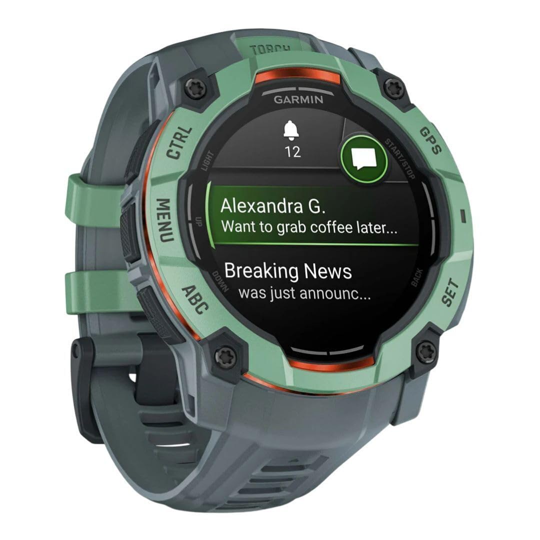 Garmin Instinct® 3 50mm, AMOLED Display, Rugged Outdoor GPS Smartwatch, Metal-Reinforced Bezel, Built-in Flashlight, Up to 18 Days of Battery Life, Neo Tropic/Twilight