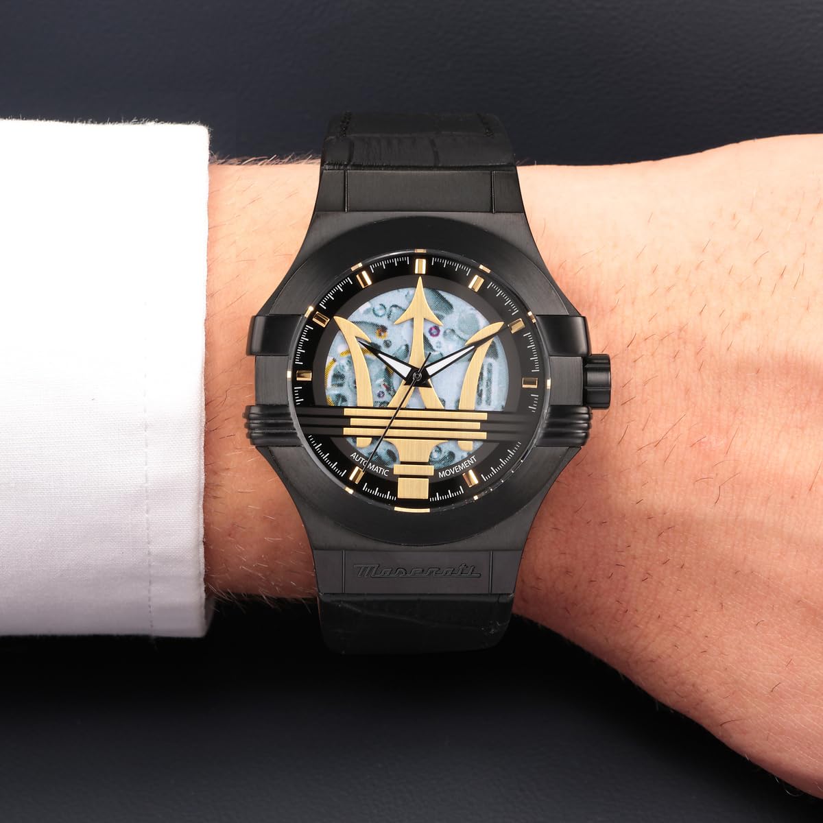 Maserati Leather Analog Silver Dial Men Watch-R8821108036, Black Band