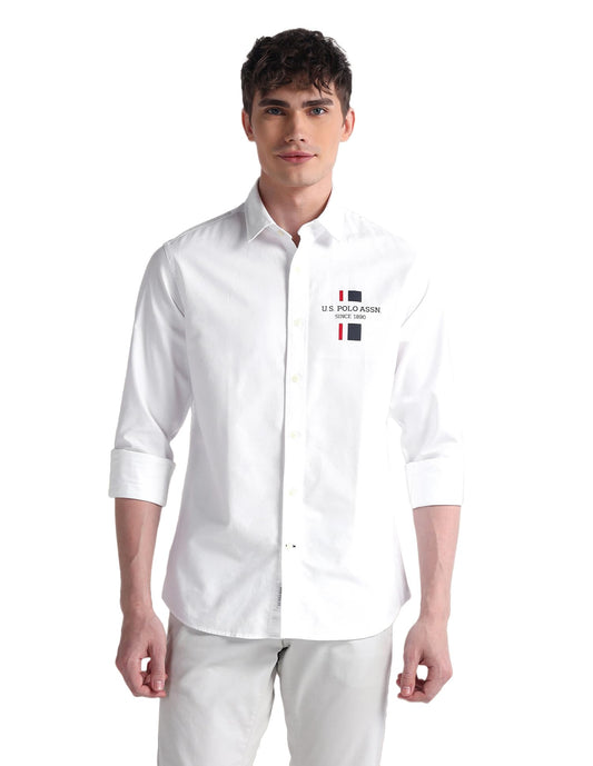 U.S. POLO ASSN. Men's Solid Regular Fit Shirt (USSHTFX0515_White