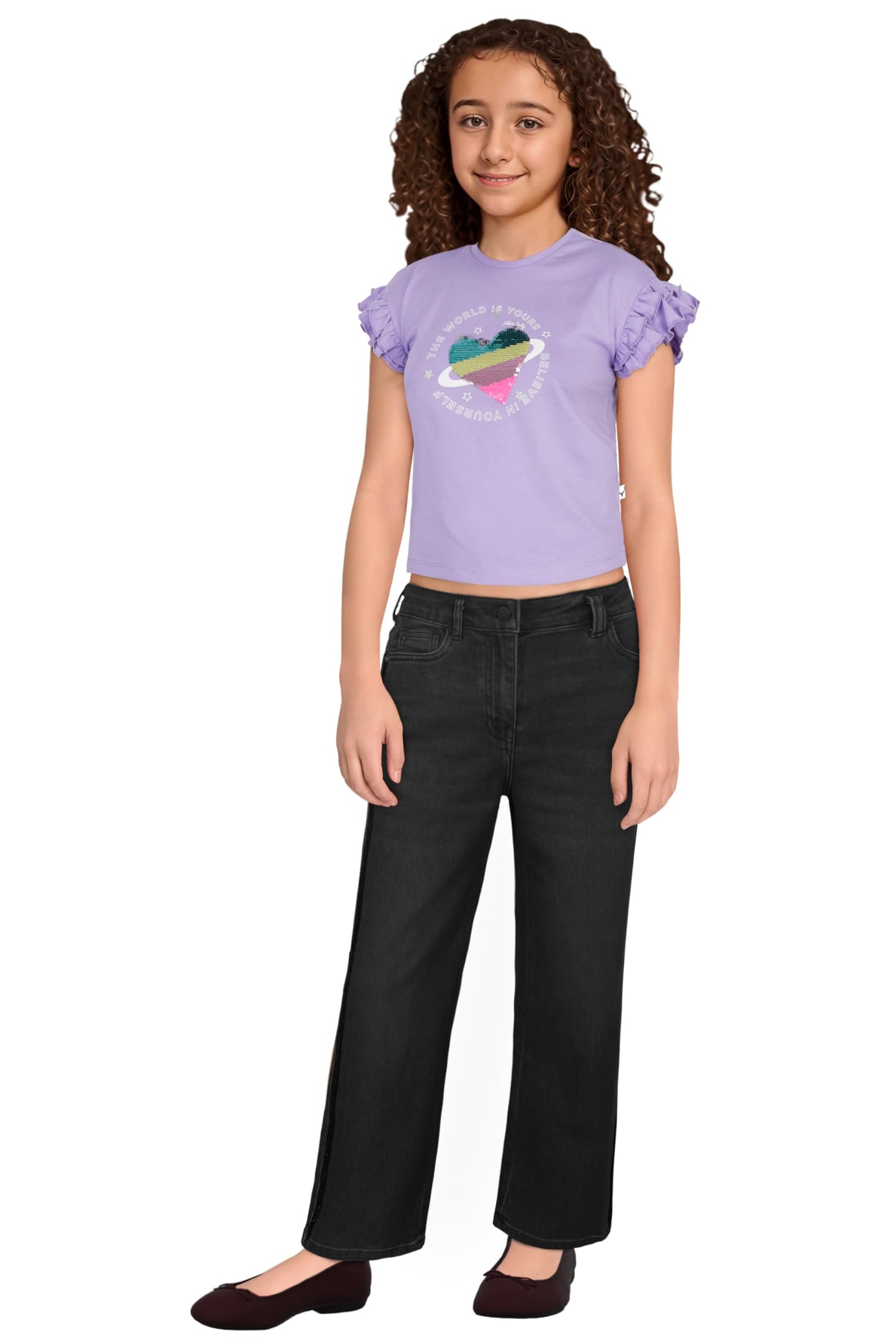 Allen Solly Girl's Regular Fit T-Shirt (AGKCERGFC43479_Purple