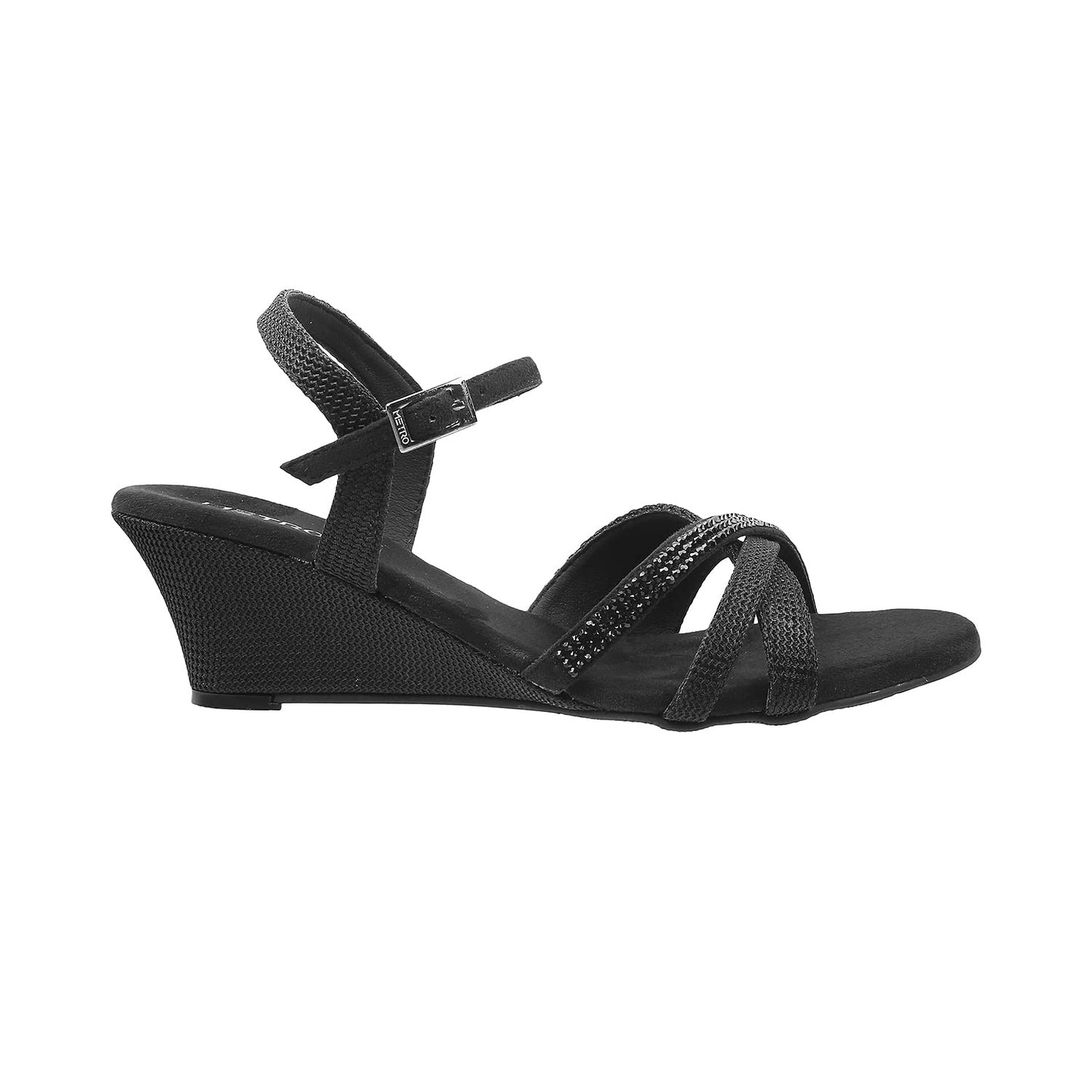 Metro Womens Synthetic Black Sandals - SaumyasStore