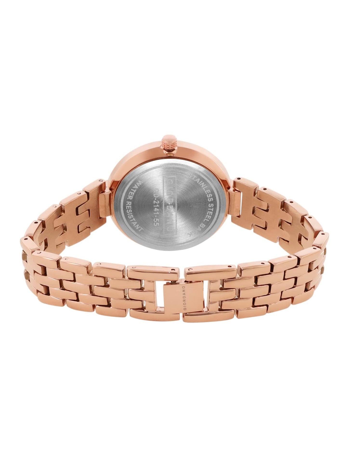 Giordano Fashionista Analogue Watch for Women Stylish Metal Strap, Diamond Studded Dial Ladies Wrist Watch 3 Hand, Ideal Gift for Female - GD-2141 (Full Rose Gold)
