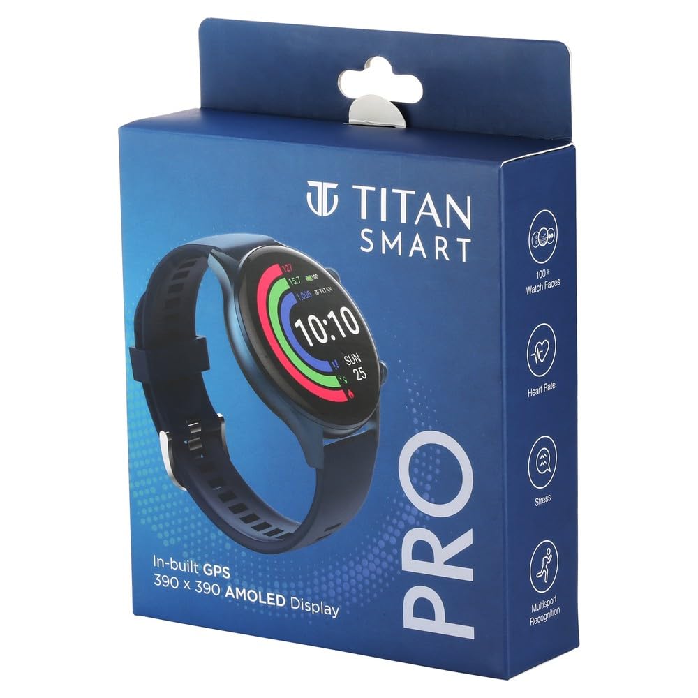 Titan Smart Pro Smartwatch with AMOLED Display,GPS,Temperature,Stress & Sleep Monitor,Multisport Tracker, SpO2,Women Health Monitor,5 ATM Water Resistance & Upto 14 Days Battery Life - 90149AP04(Red)