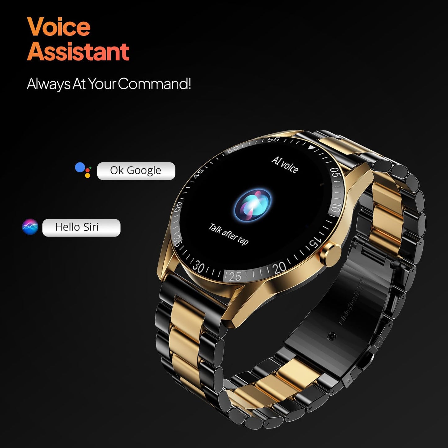 Fire-Boltt Talk Bluetooth Calling Smartwatch, 1.39" TFT Display with Dual Button, Hands On Voice Assistance, 120 Sports Modes, in Built Mic & Speaker (Talk, Black Dual)