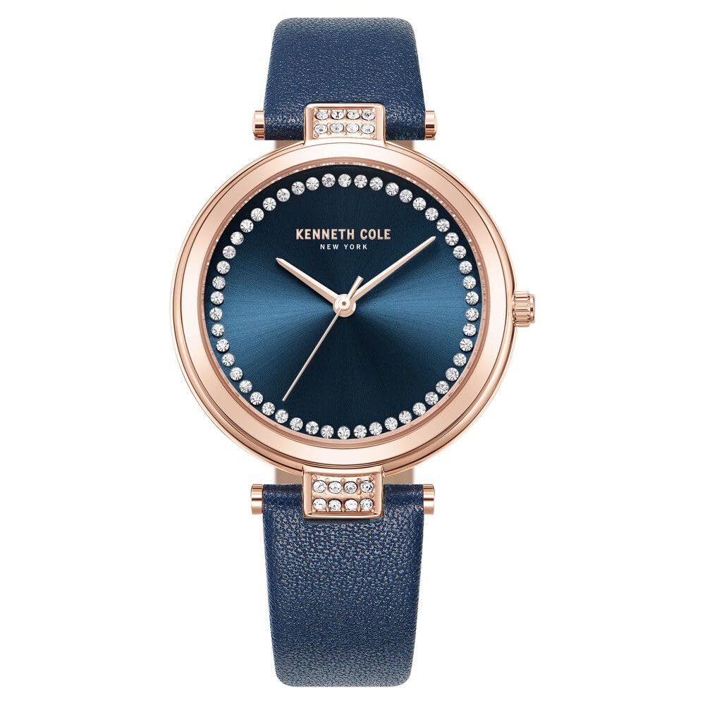 Kenneth Cole Quartz Analog Blue Dial Blue Leather Strap Watch for Women-KCWLA0026803LD
