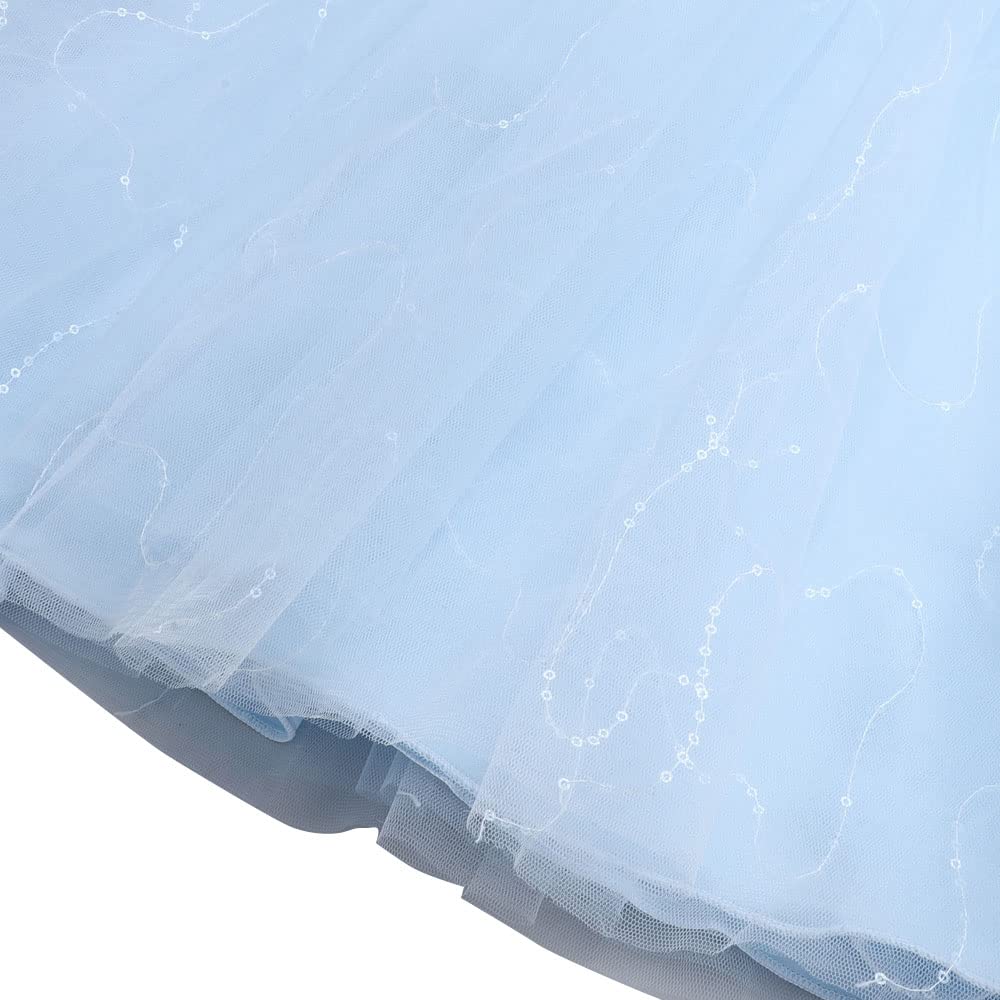 Hopscotch Girls Polyester Floral Applique Gown in Blue Color For Ages 11-12 Years (ZHG-4157002)