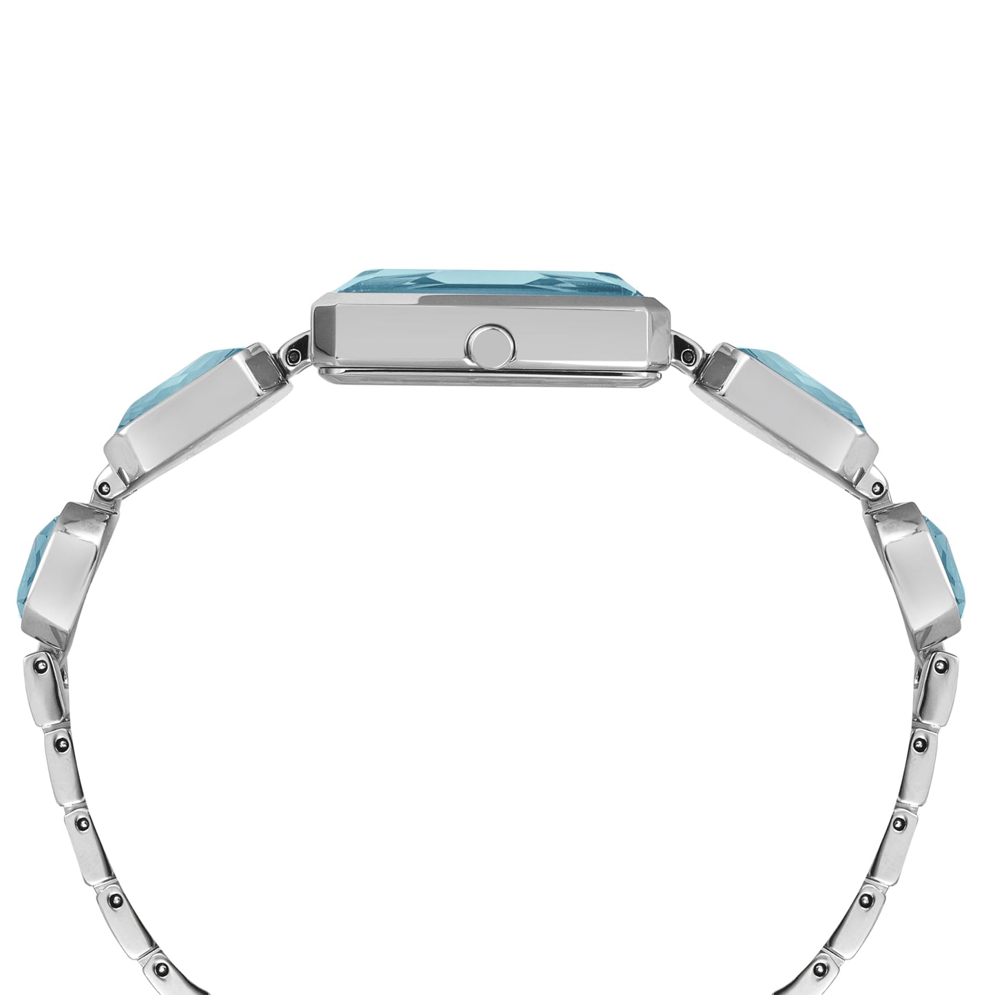 TIMEX Women Brass Blue Rectangular Analog Dial Watch- Twel16904, Band Color-Silver