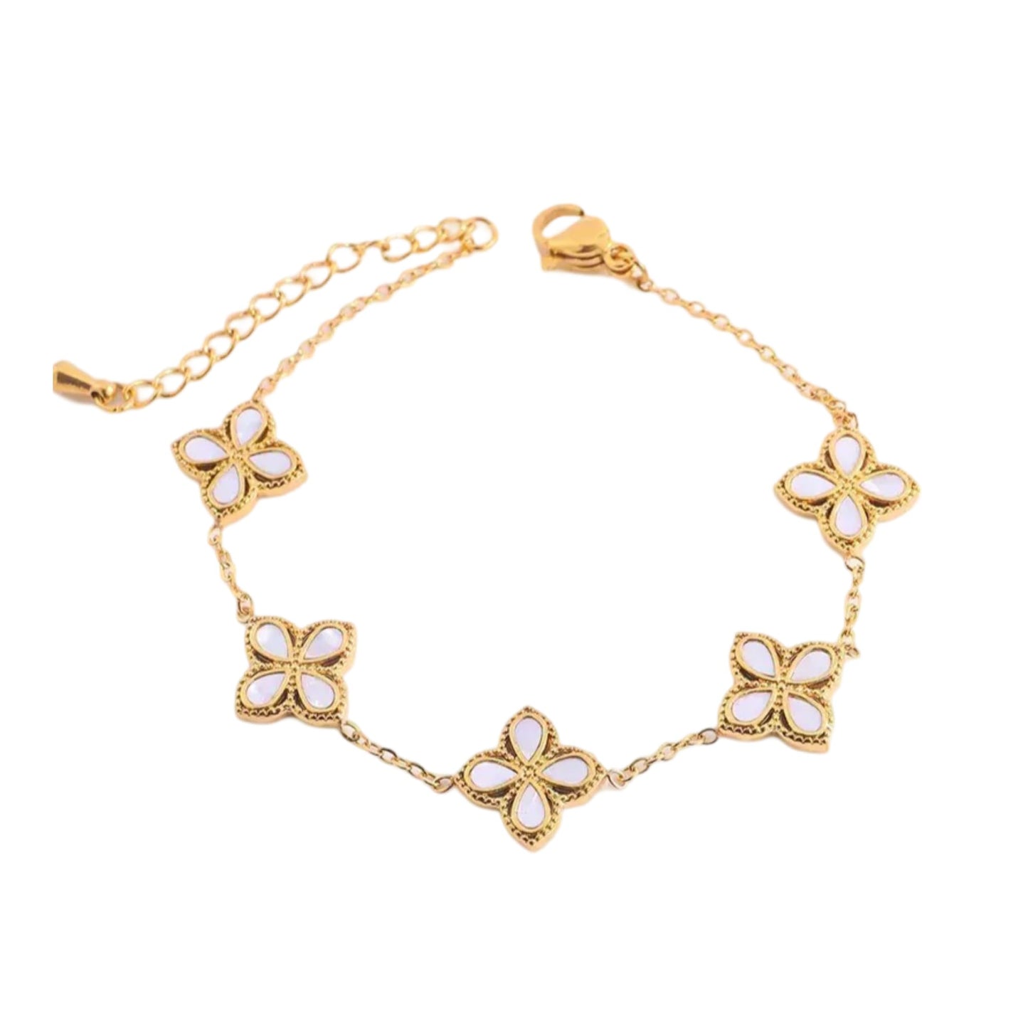 TAKSH LUXE Virgo Classic Acrylic, Zircon Stainless Steel, 18k Gold Plated Stylish Bracelet for Women