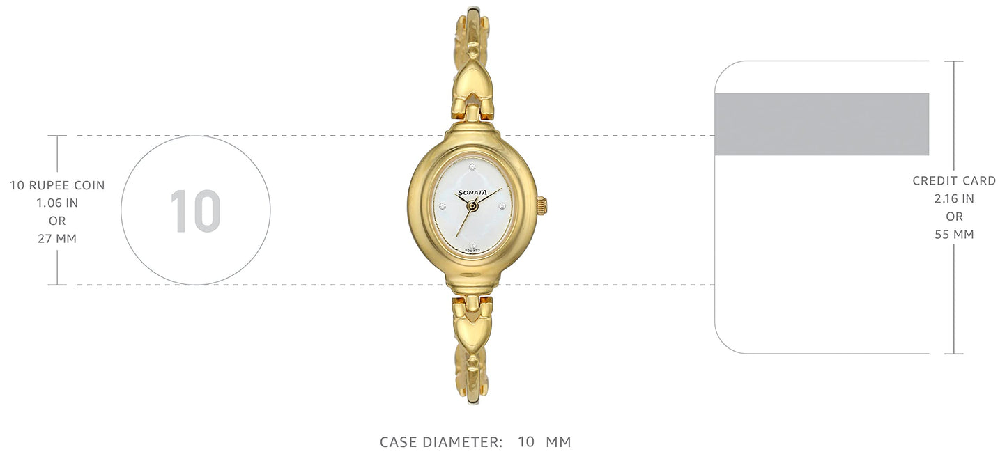 Sonata Quartz Analog Silver Dial Metal Strap Watch for Women-NS8092YM03