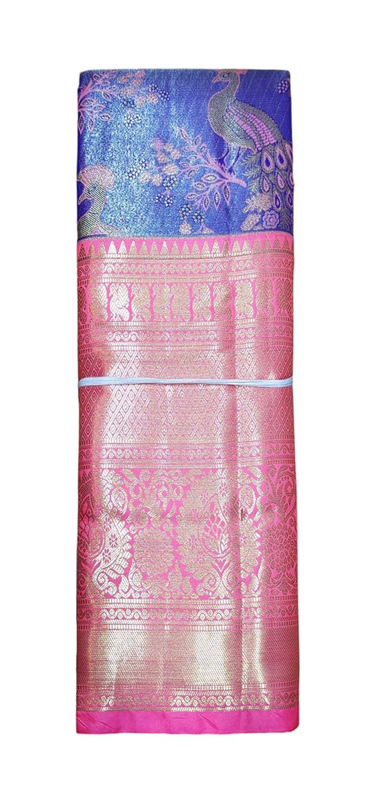 VFCollections Women's Kanchipuram Silk Pure Pattu Sarees With Blouse (VFC459-2)