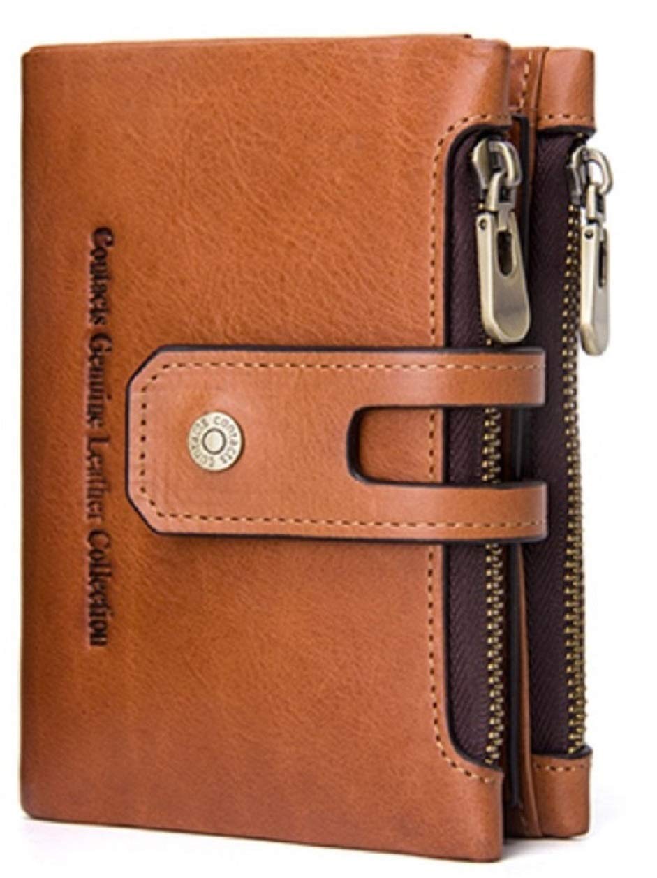 Contacts Genuine Leather Wallet for Men | Men's RFID Blocking Wallet (Beige)…
