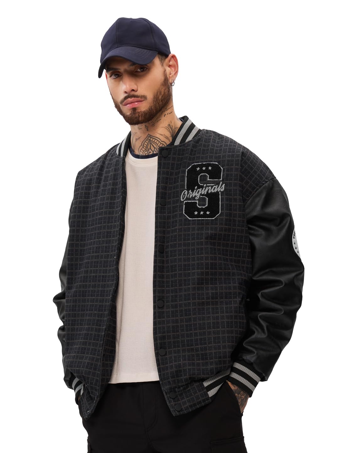 The Souled Store Flannel Varsity : Urban Arcade Men and Boys Long Sleeve Button Front Multicolor Graphic Printed Oversized Fit Varsity Jackets