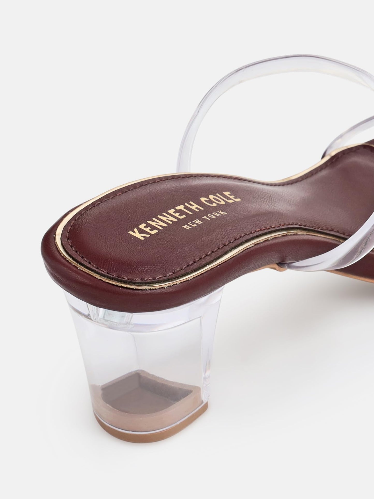 KENNETH COLE Women's Block Heel Sandal | Synthetic | 3-Inch Heel, Square Toe, Clear Straps, Open Back | Cherry, UK8