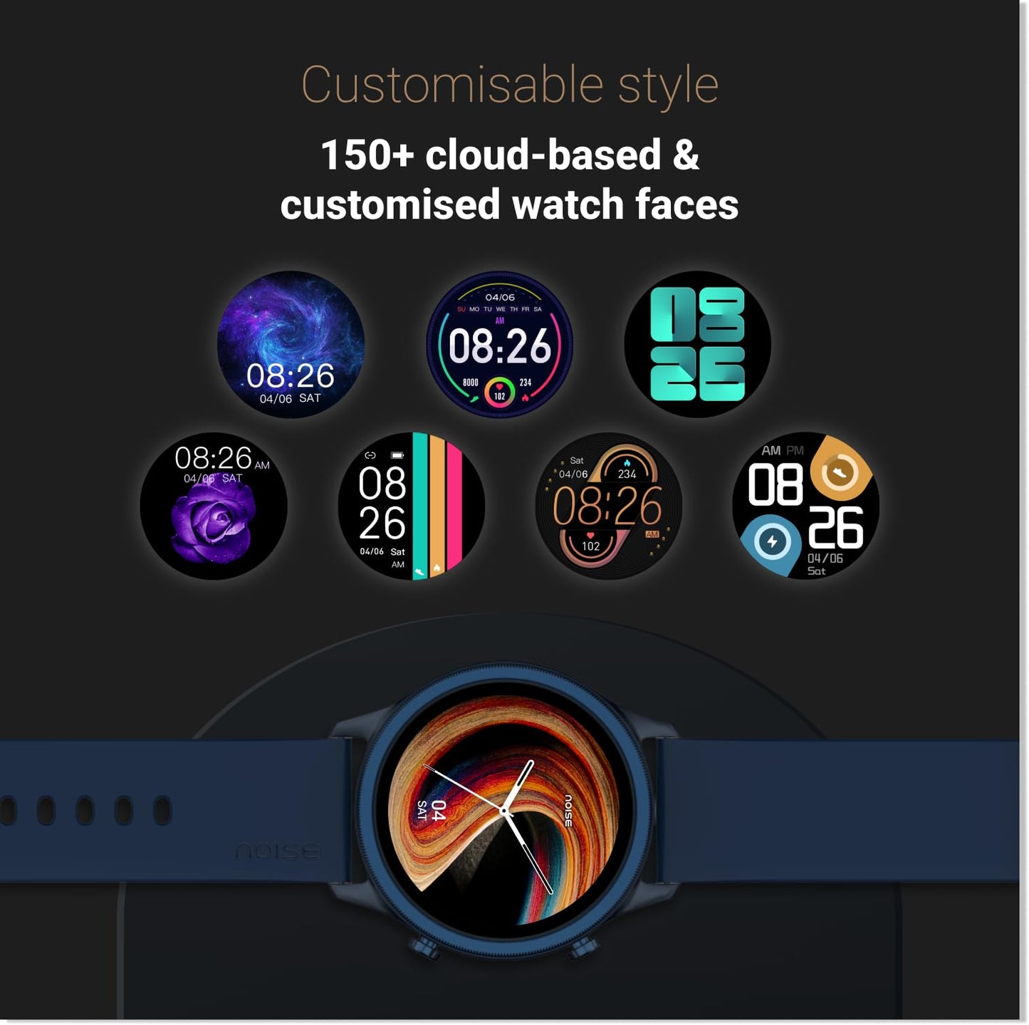 Noise Evolve 3 1.43" AMOLED Always on Display, BT Calling, Round Dial, Metallic Design Smart Watch for Man & Woman, Smart Gesture Control, 100 Sports Modes (Space Blue)