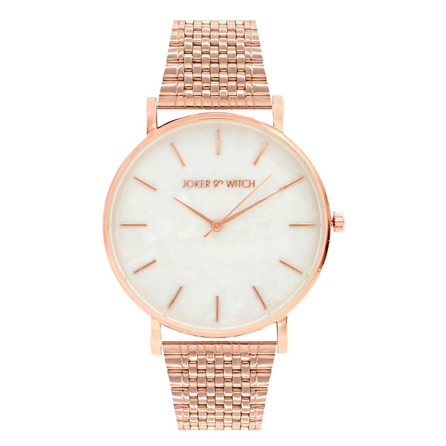 Joker & Witch Stainless Steel Women Aria Rosegold White Dial Analog Watch Bracelet Set, Gold Band