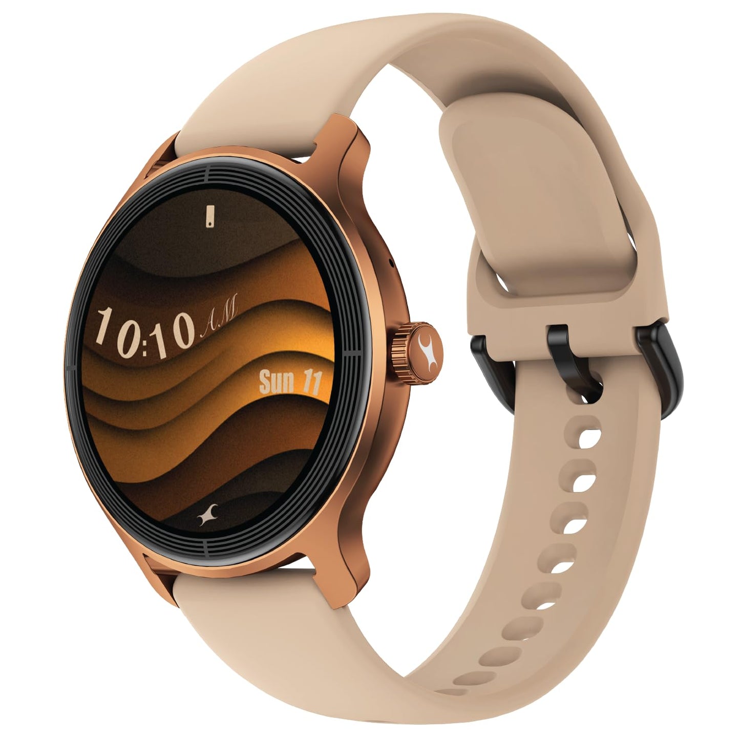 Fastrack Sleek 1.32" AMOLED 42mm Round Display Smart Watch with Silicone Strap, QR Hub, BT Calling, SPO2, Hotkey, Functional Crown, IP68 Water Resistant Upto, 5 Days Battery Life - Dusty Rose