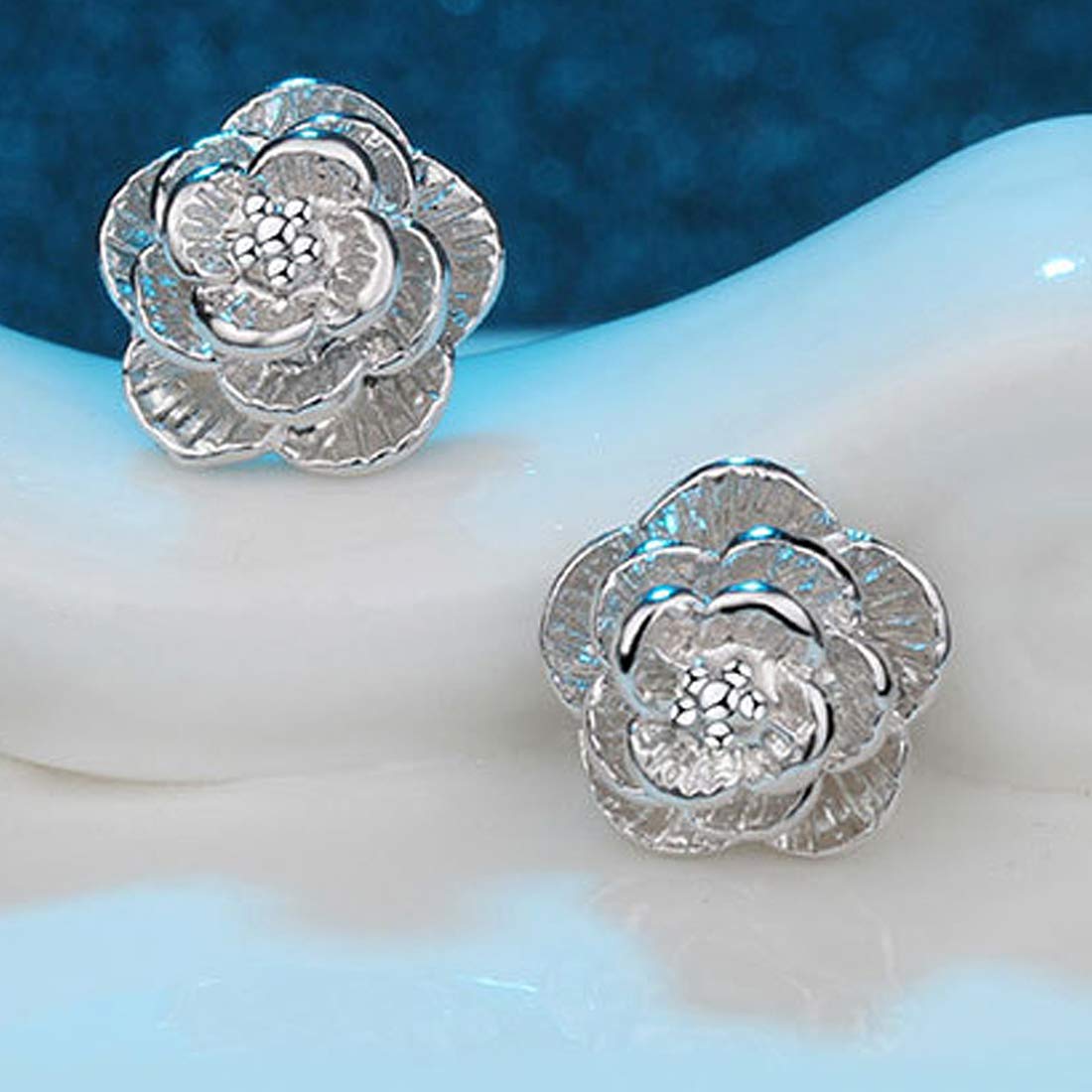 Peora Fashion Silver Plated Alloy Stud Earrings for Women, Silver