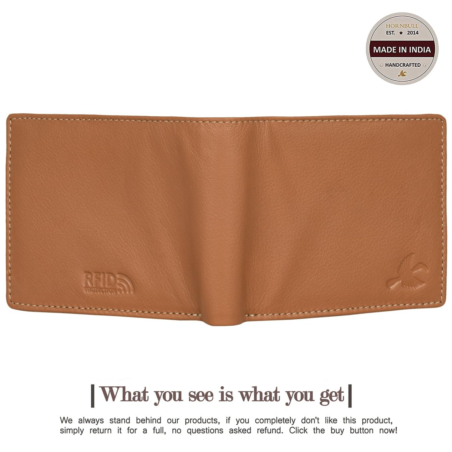 HORNBULL Maddison RFID Blocking Leather Wallet for Men | Wallets Men Leather | Mens Wallet Cognac Brown