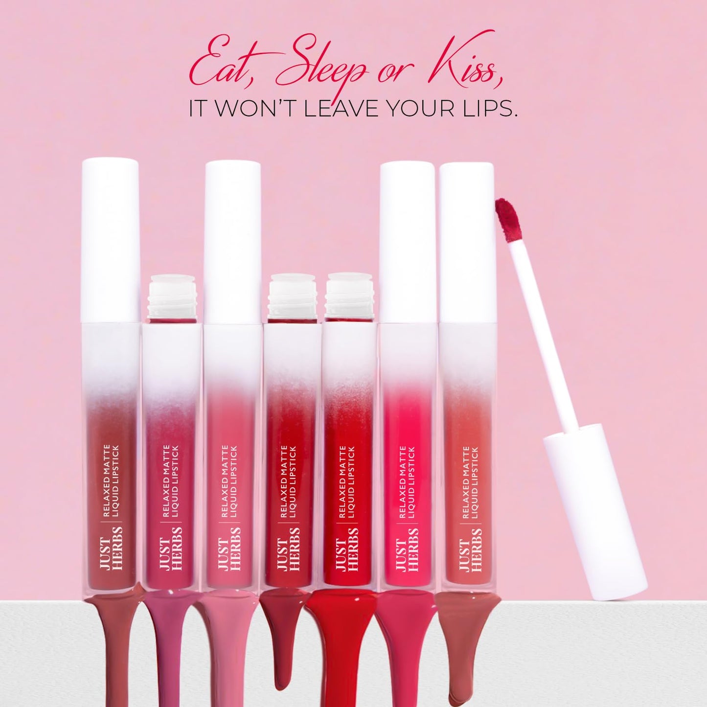 Just Herbs Relaxed Matte Liquid Lipstick Lip colour for Women, Nourishing & Long Lasting Lipsticks 4 ml (Burgundy Bliss)