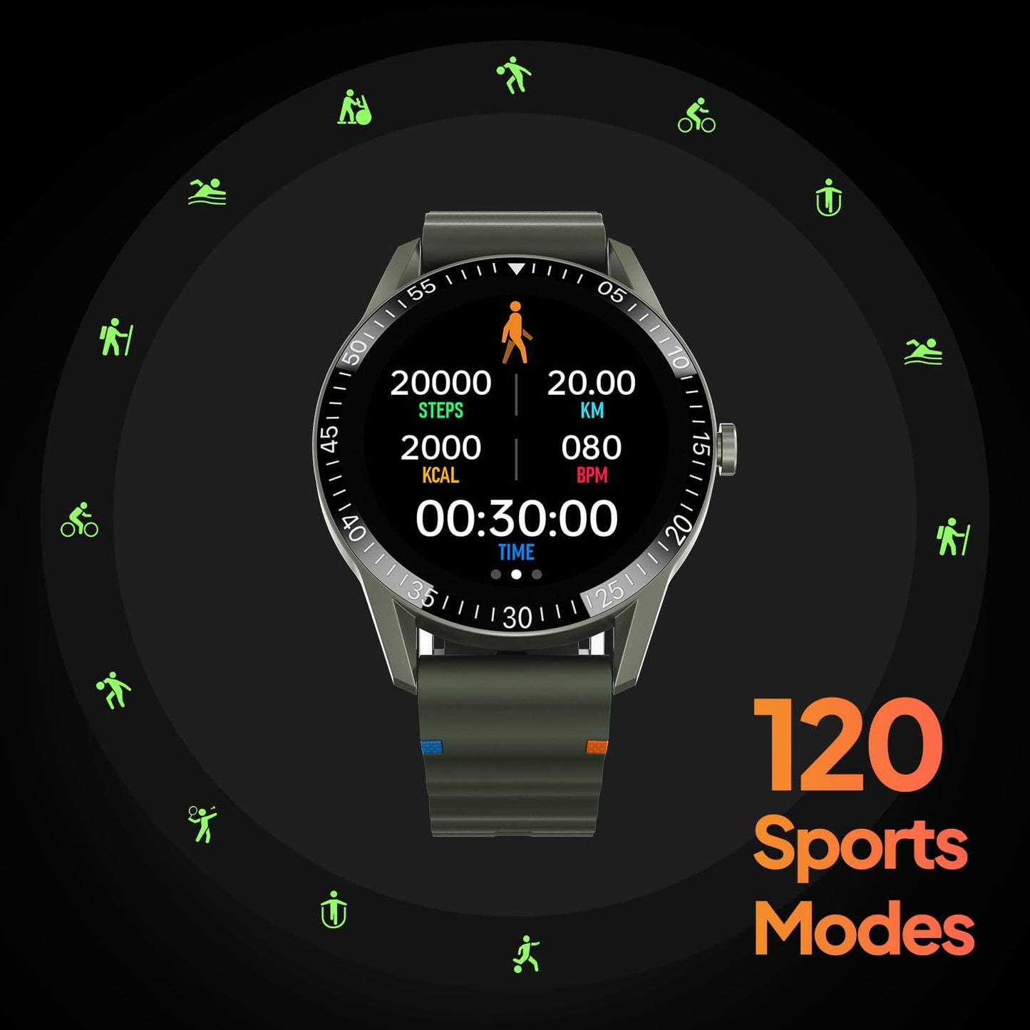 Fire-Boltt Talk Bluetooth Calling Smartwatch, 1.39" TFT Display with Dual Button, Hands On Voice Assistance, 120 Sports Modes, in Built Mic & Speaker (Talk, Green Wave)