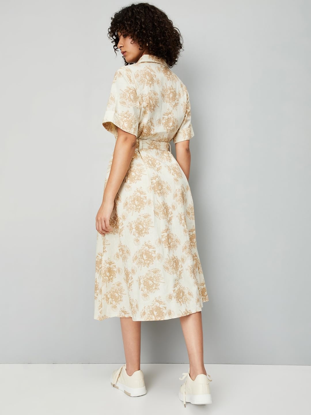 Max Women's Pure Cotton Modern Midi Dress (MDDRS51014C_Off White