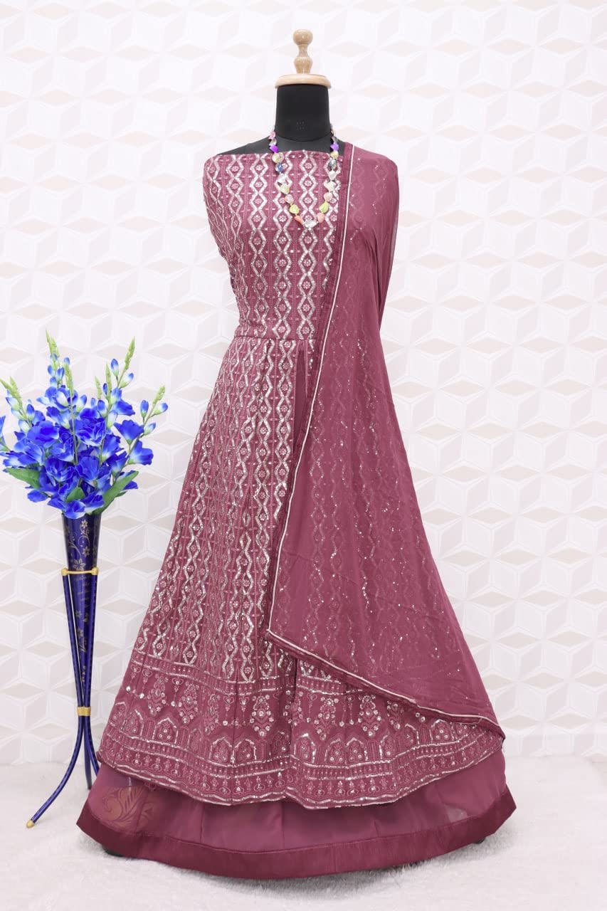 RUDRAPRAYAG anarkali georgette and santoon straight suits for women | anarkali suit for women readymade | gown in Clothing & Accessories (BADAMI)