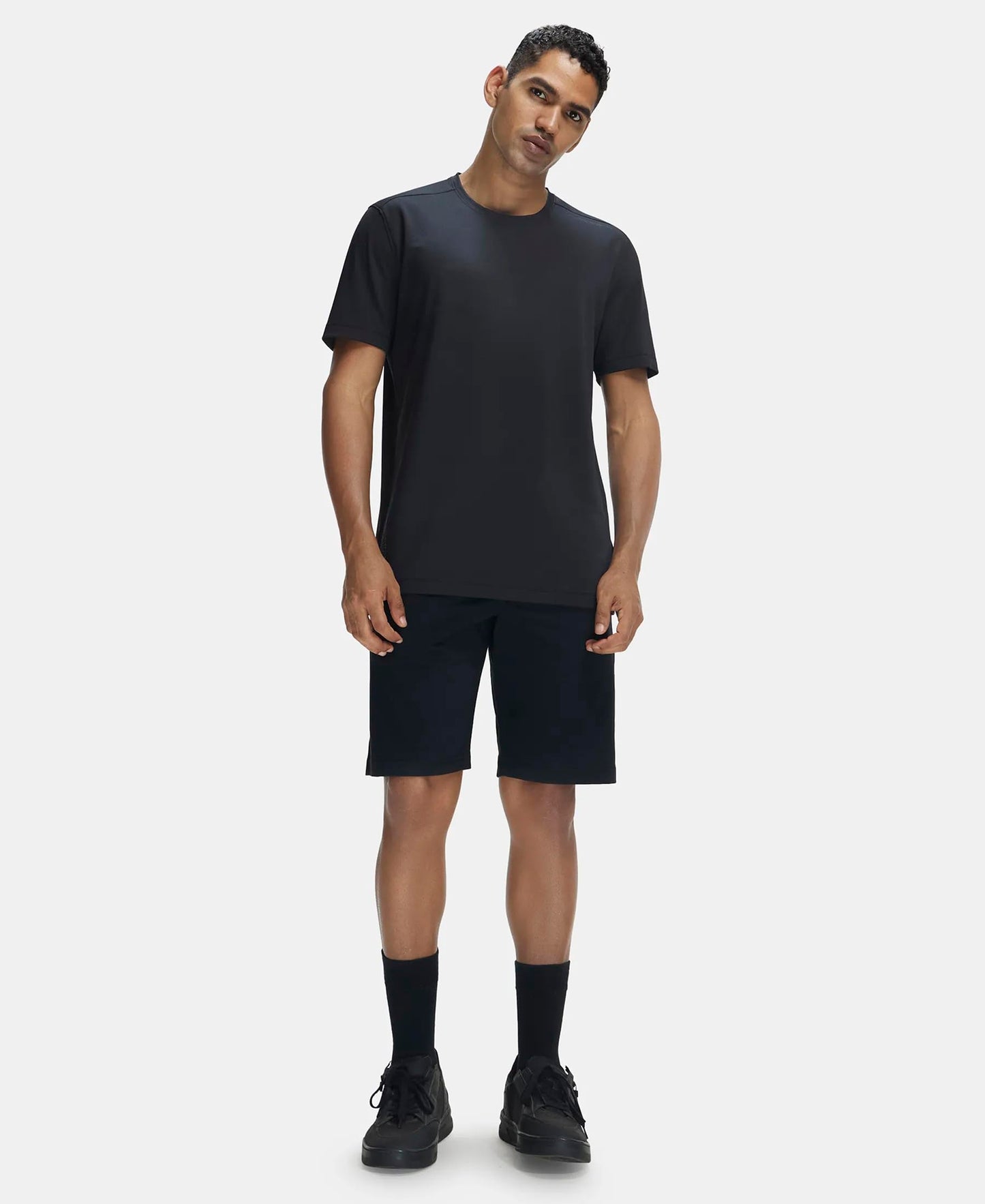 Jockey Men's Cotton Shorts (SP26-0103-BLACK Black L)
