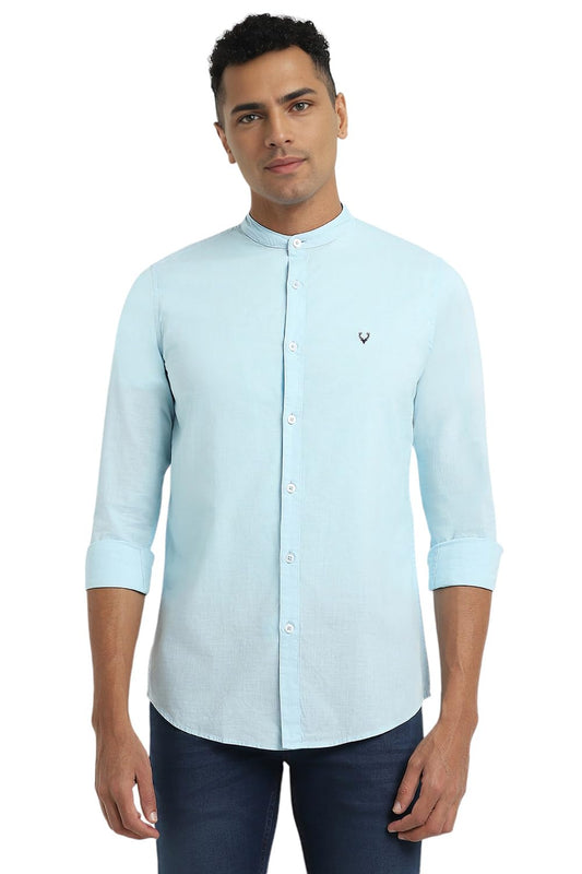 Allen Solly Cotton Men's Slim FiT-Shirt (Assfwmofx67262_Sky Blue_40)