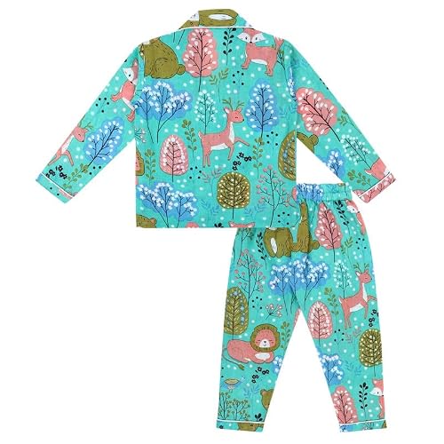 superminis Baby Girl and Baby Boy Animal Print Cotton Full Sleeves Night Suit (Green, 7-8 Years)