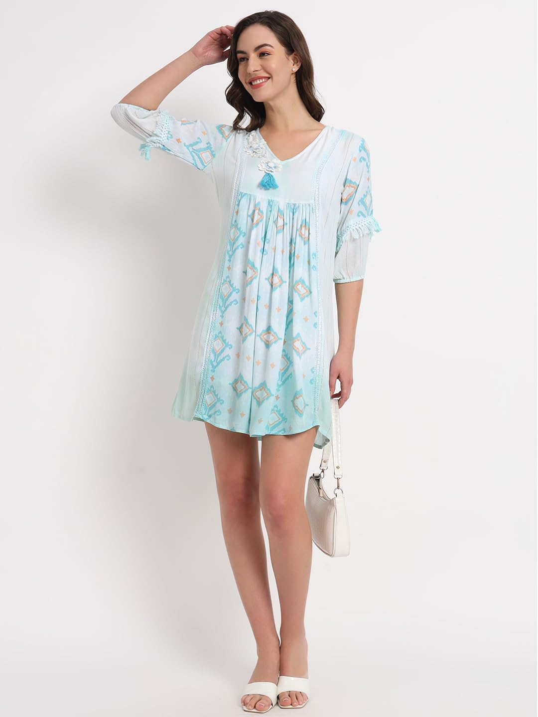 veldress21 Women Dress Short Stylish Beachwear Casual Summer Dress Trendy Collage Regular,Office Collage Wear Multicolor for Girls (S)