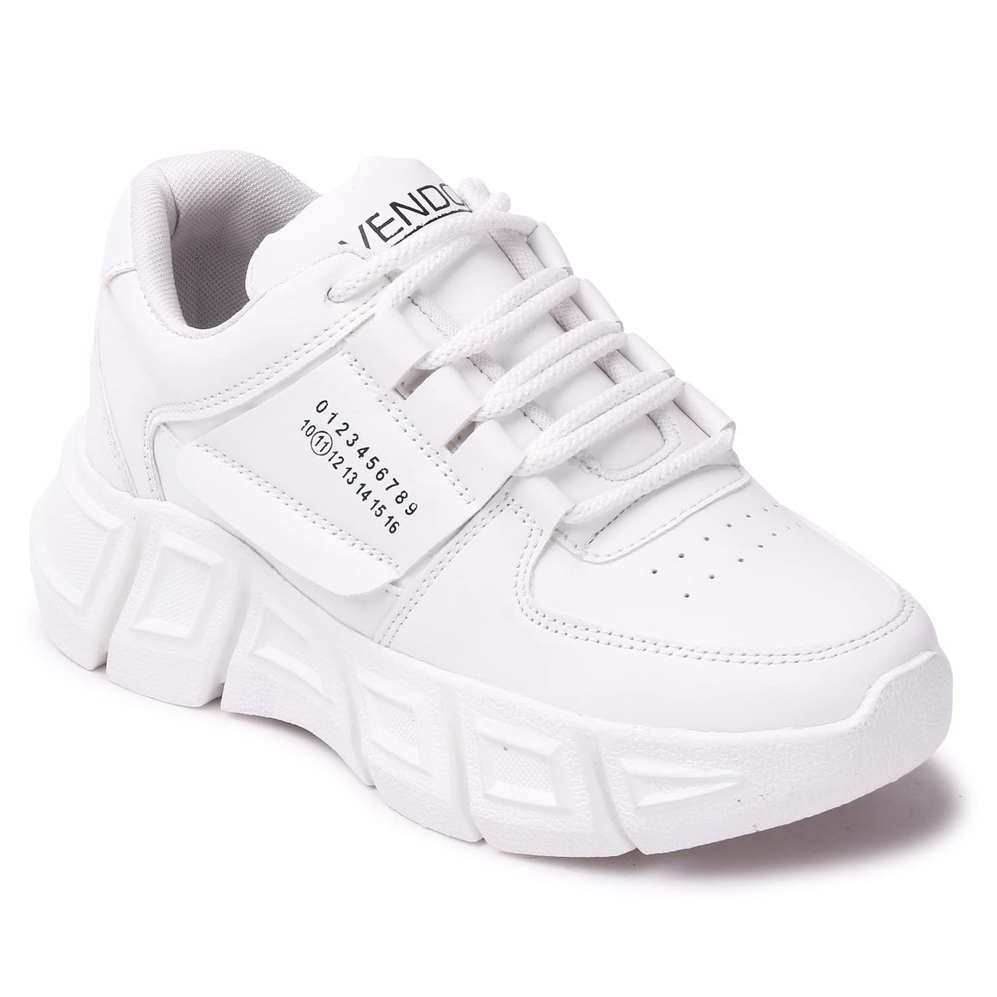 LENSBURY Women's Shoes for Walking Gym Training, Casual, Sports, Slip-On, Lightweight Lace up Athletics Slipon Running Sneaker for Ladies and Girls LBCNV6102WT-41 White
