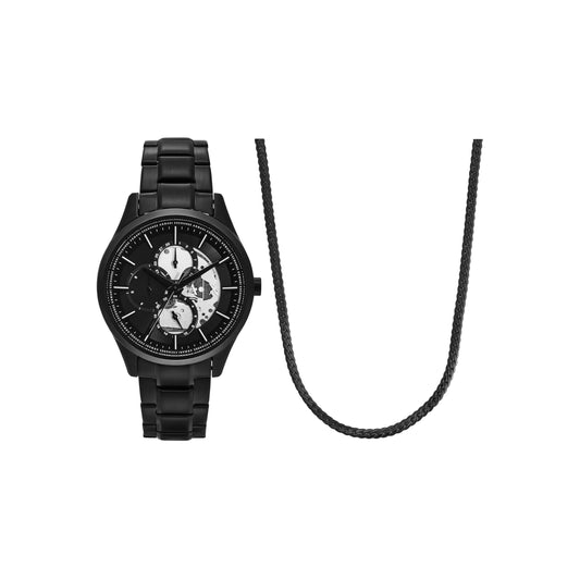 Armani Exchange Stainless Steel Analog Black Dial Men's Watch-Ax7160Set, Band Color:Black