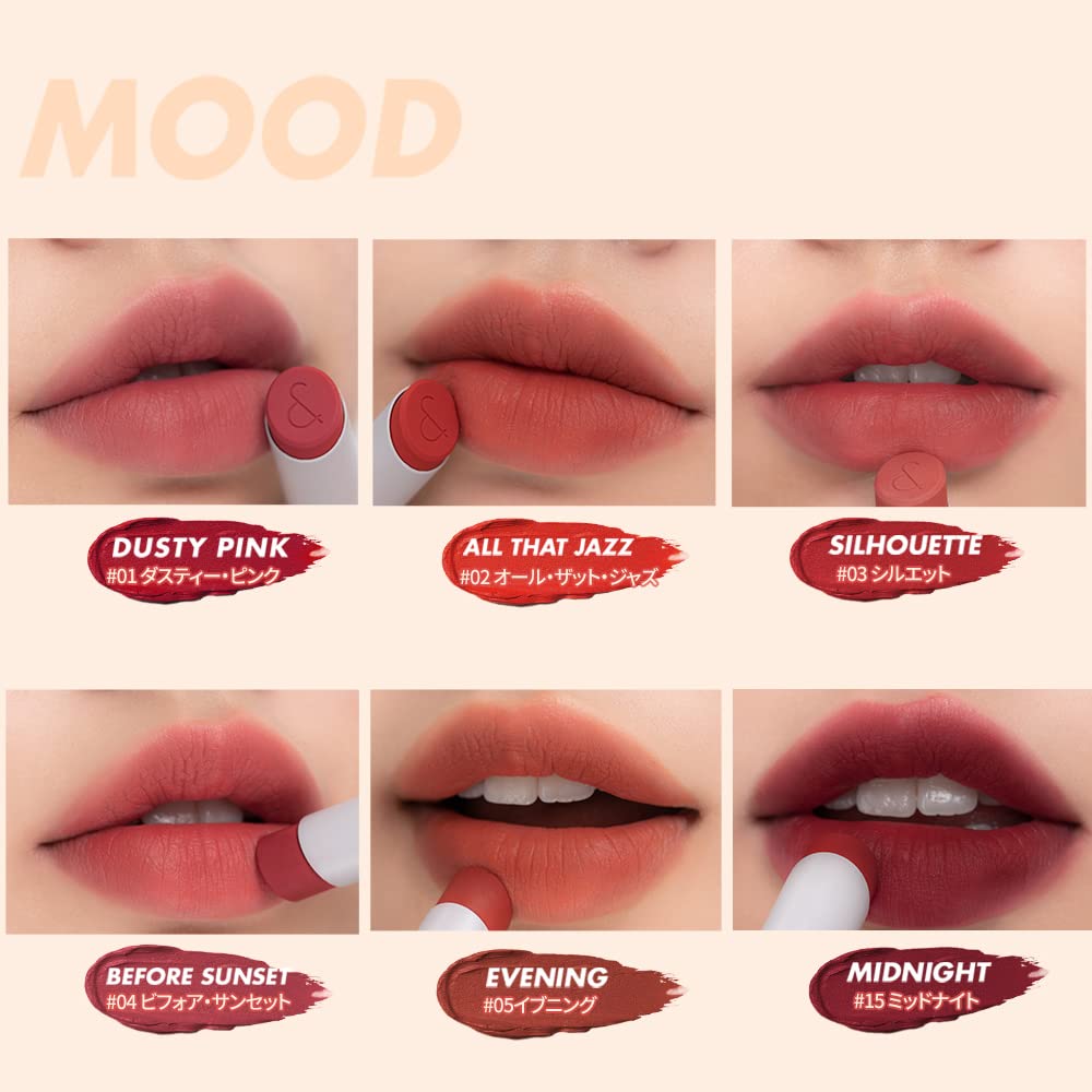 Rom&nd Zero Matte Lipstick - Lightweight, Velvety Matte, Buildable, Long-Lasting, Non-Drying - 15 Midnight, 3g