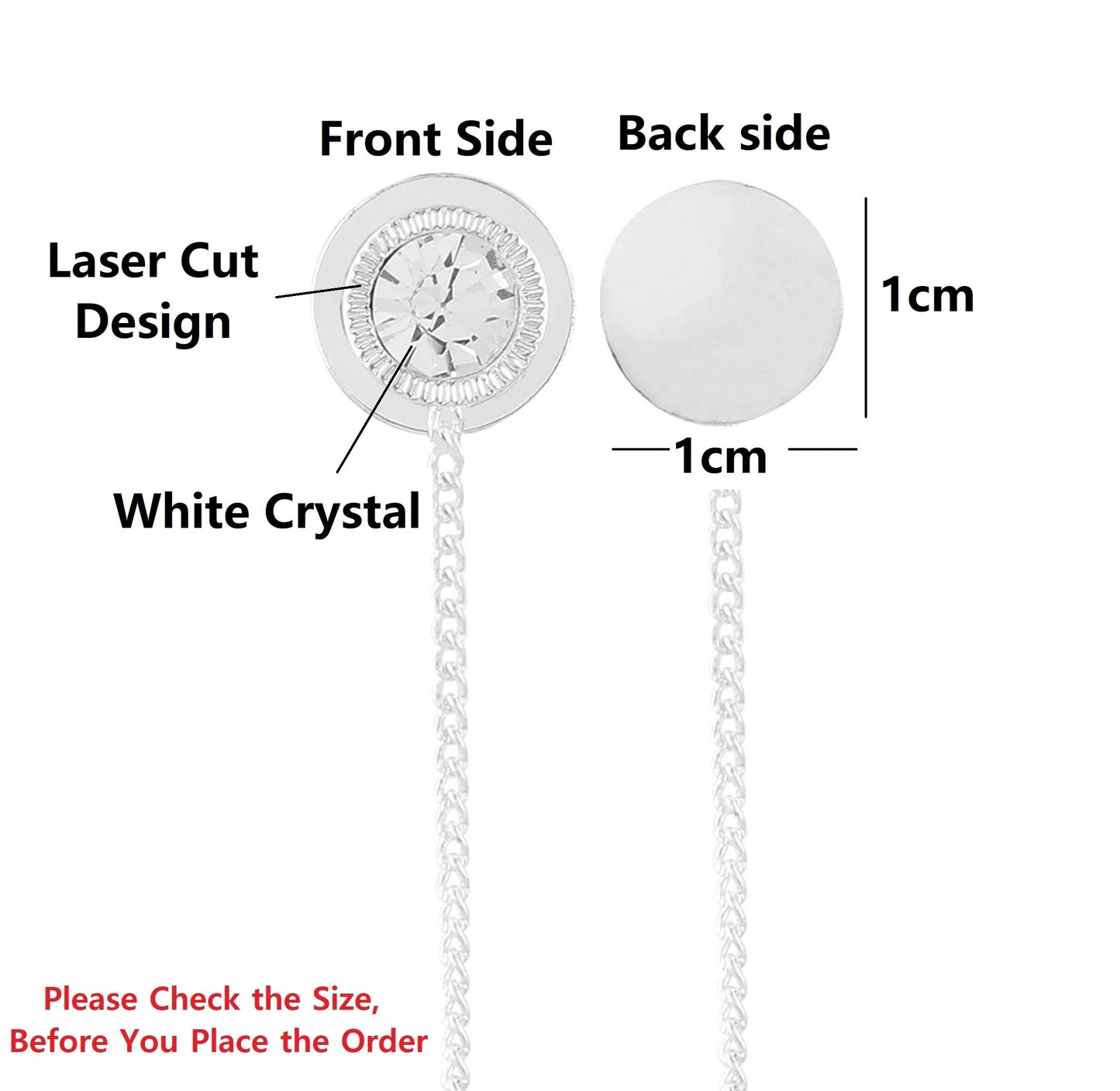 THANU'S CRAFT Stone Silver Plated Kurta Buttons Cufflinks Studs With Chain For Men and Women